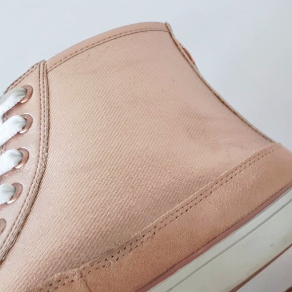 EUC Nine West shiny effect rose gold faux leather, suede high top sneakers, 6 - Picture 8 of 16